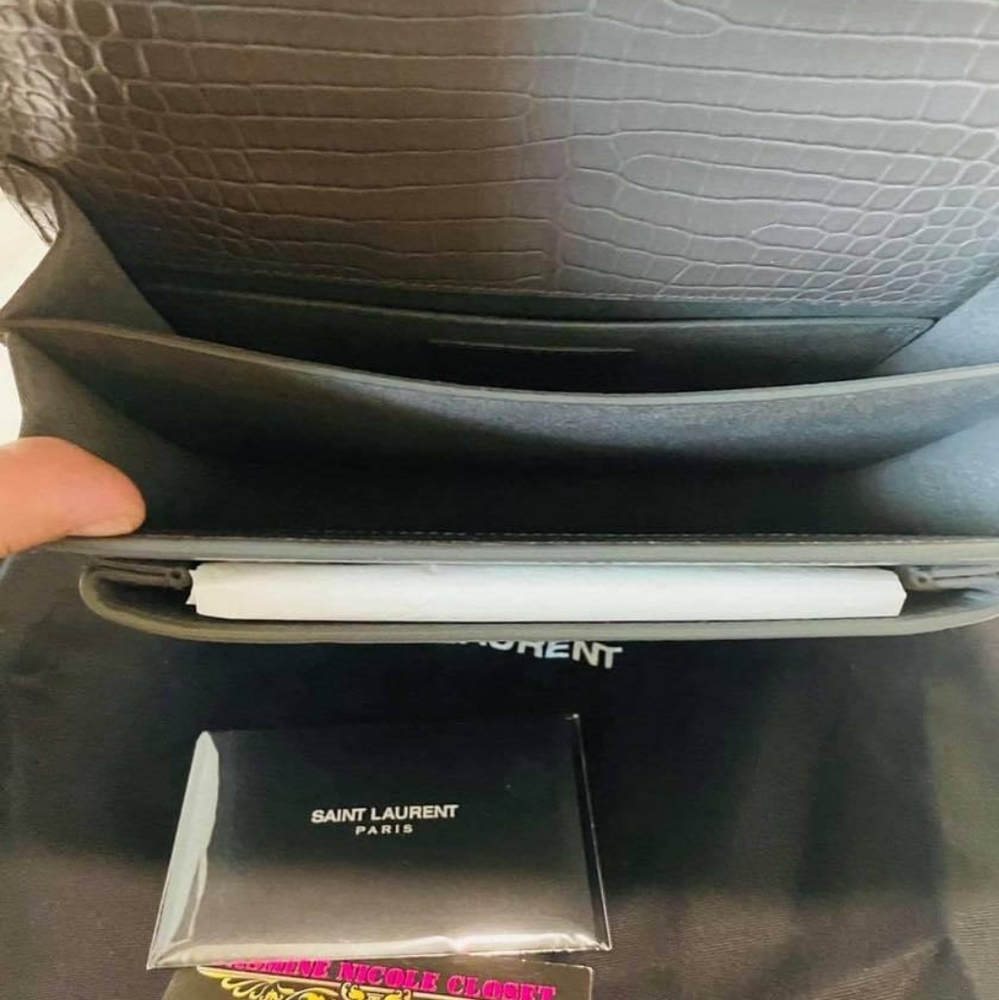 YSL SUNSET Medium Croc black Crossbody Brand New - Picture 9 of 12